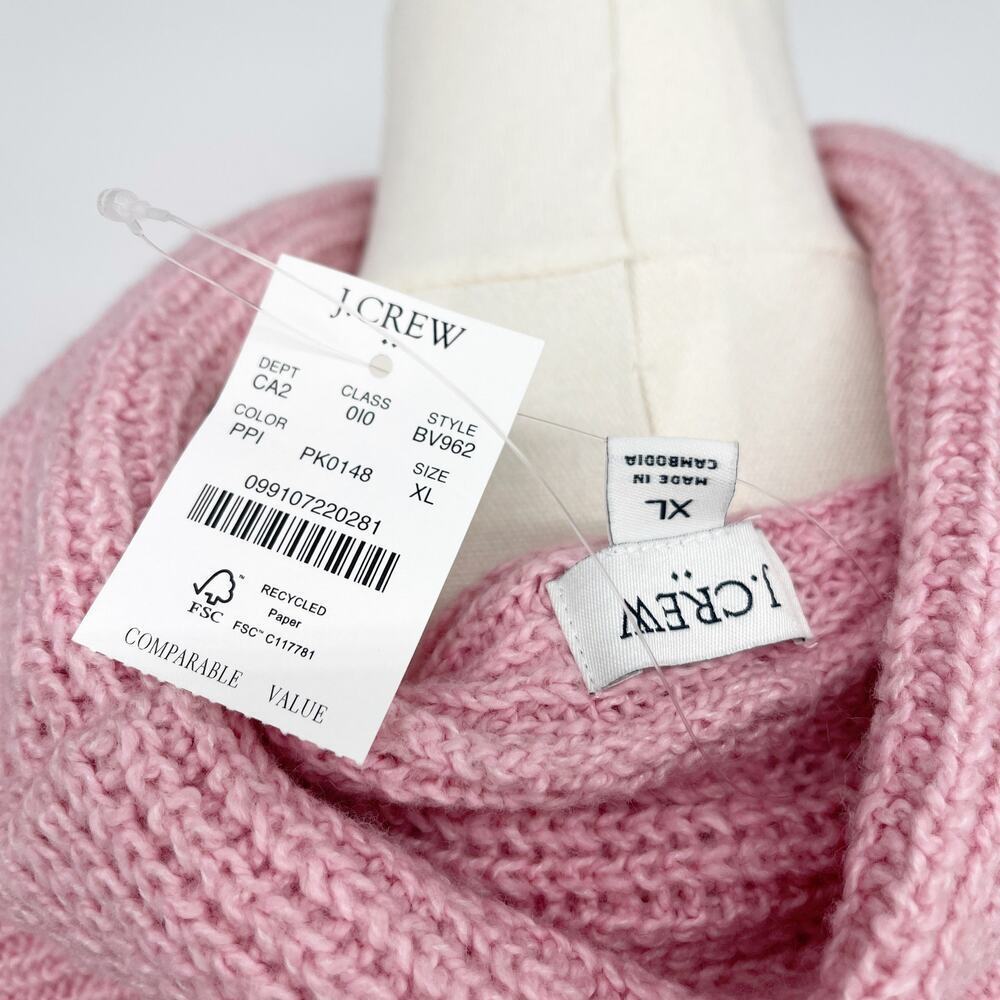 J.Crew Factory Cowl neck Sweater Chunky Knit Pink Women's XL NEW - Picture 6 of 6